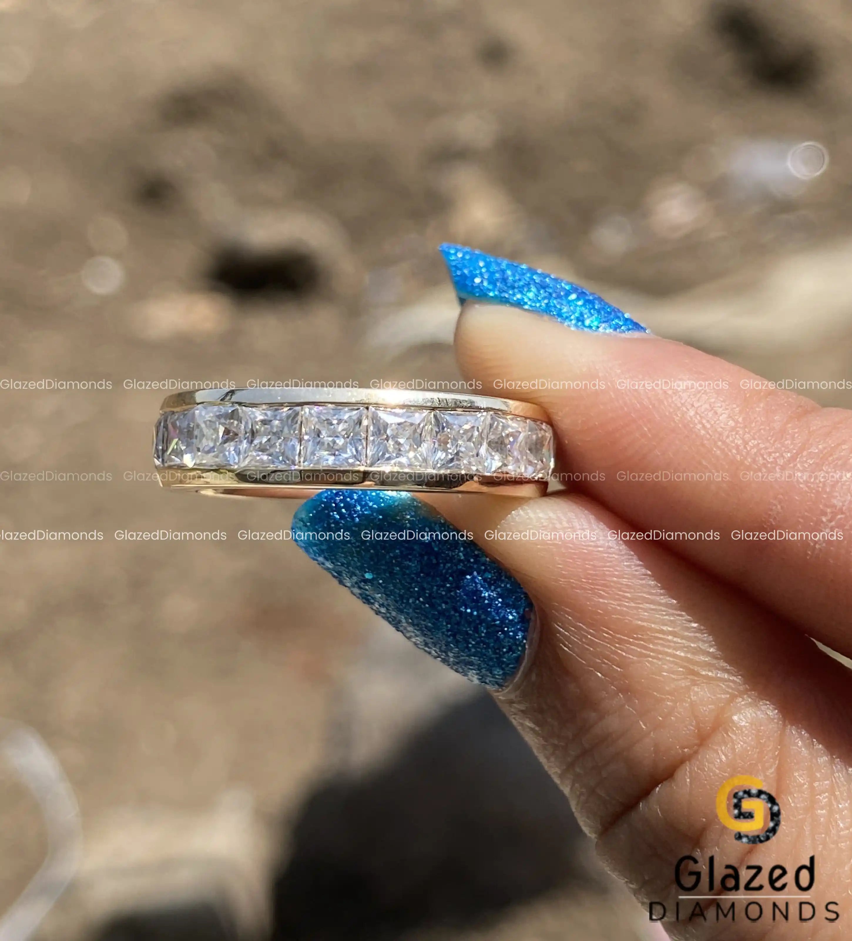 4.6 mm Channel Set Princess Cut Ring