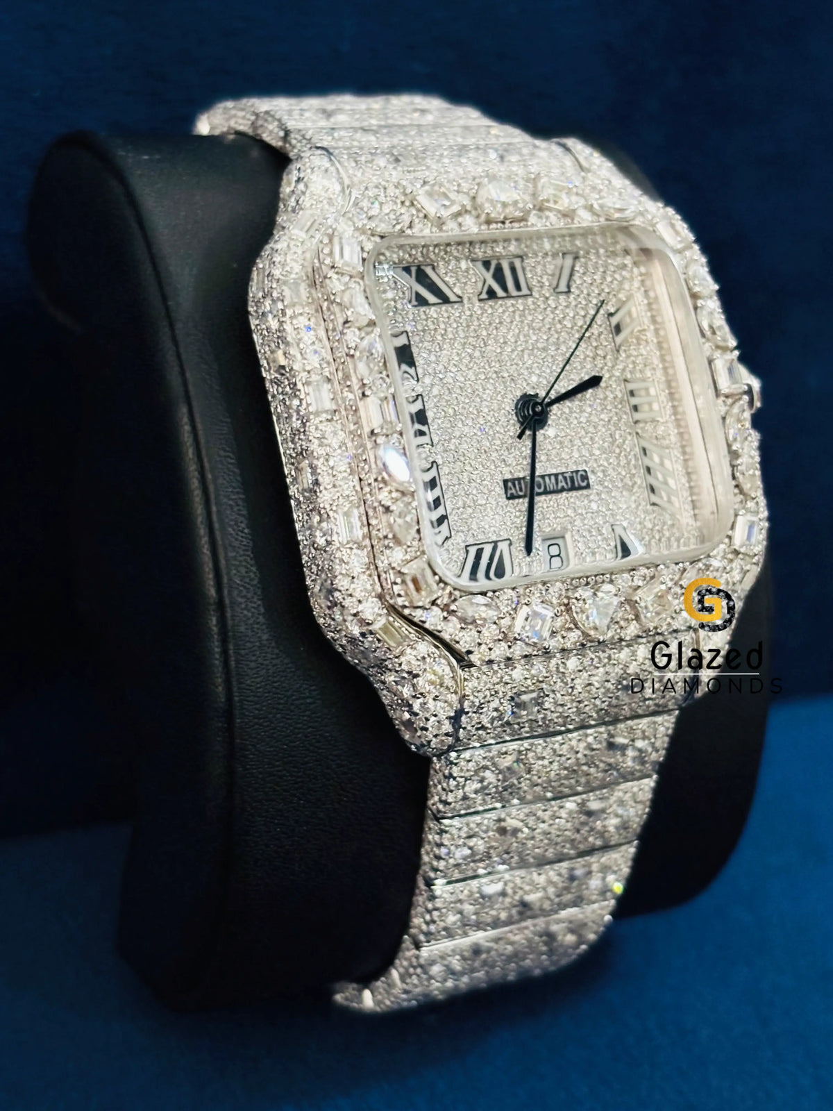 Roman Number Multi Shape Moissanite Bust Down Watch