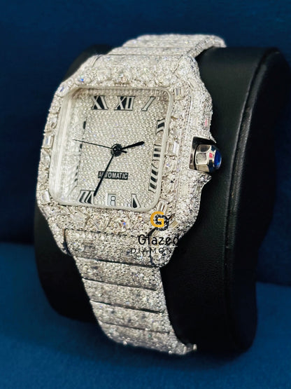 Roman Number Multi Shape Moissanite Bust Down Watch