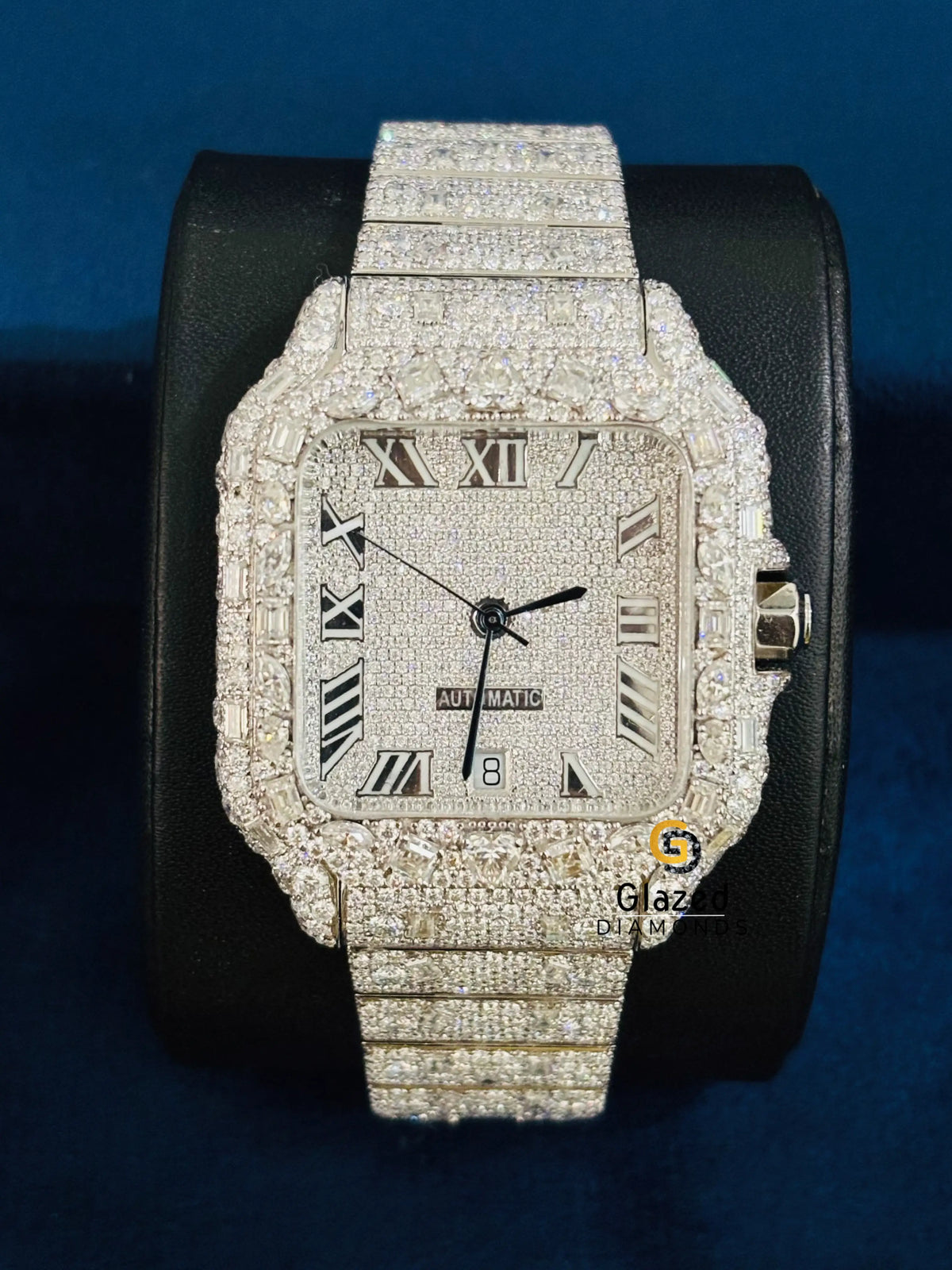 Roman Number Multi Shape Moissanite Bust Down Watch