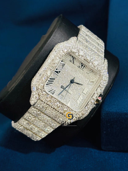 Roman Number Multi Shape Moissanite Bust Down Watch