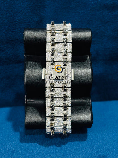 41MM Black Diamond Skeleton Dial Moissanite Watch