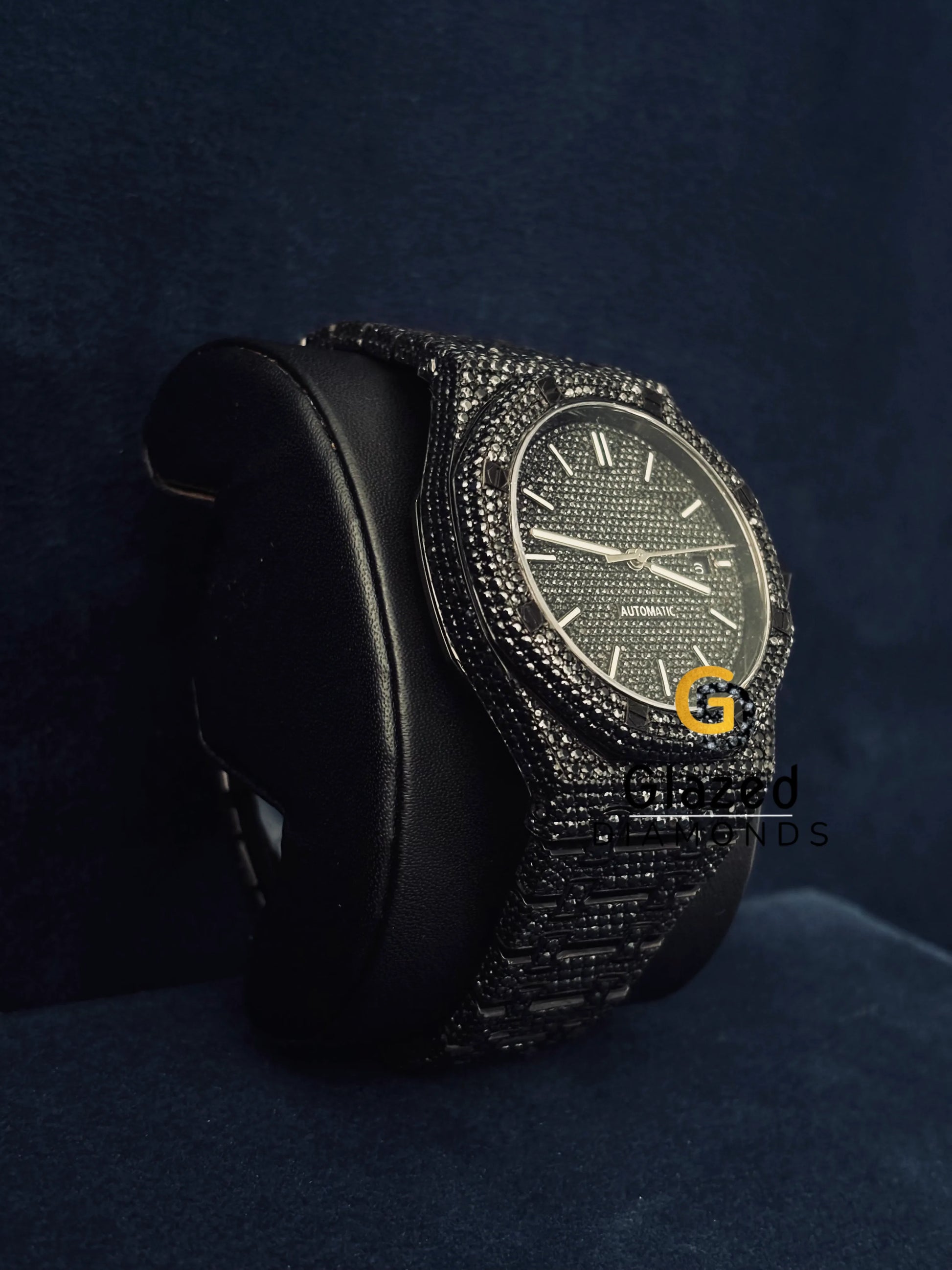 41MM Fully Black Diamond AP Moissanite Watch
