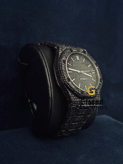 41MM Fully Black Diamond AP Moissanite Watch