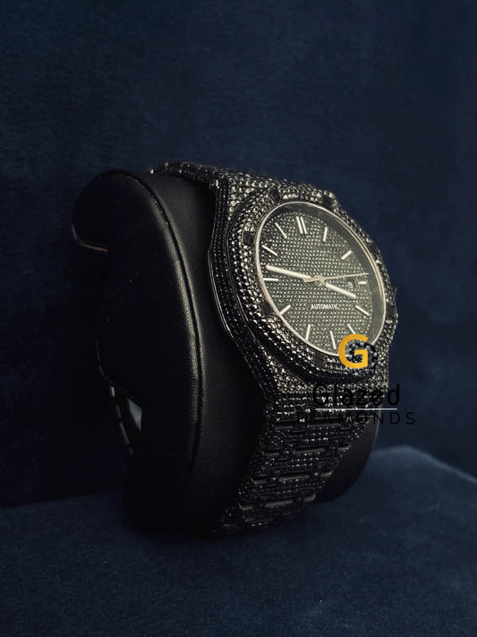 41MM Fully Black Diamond AP Moissanite Watch