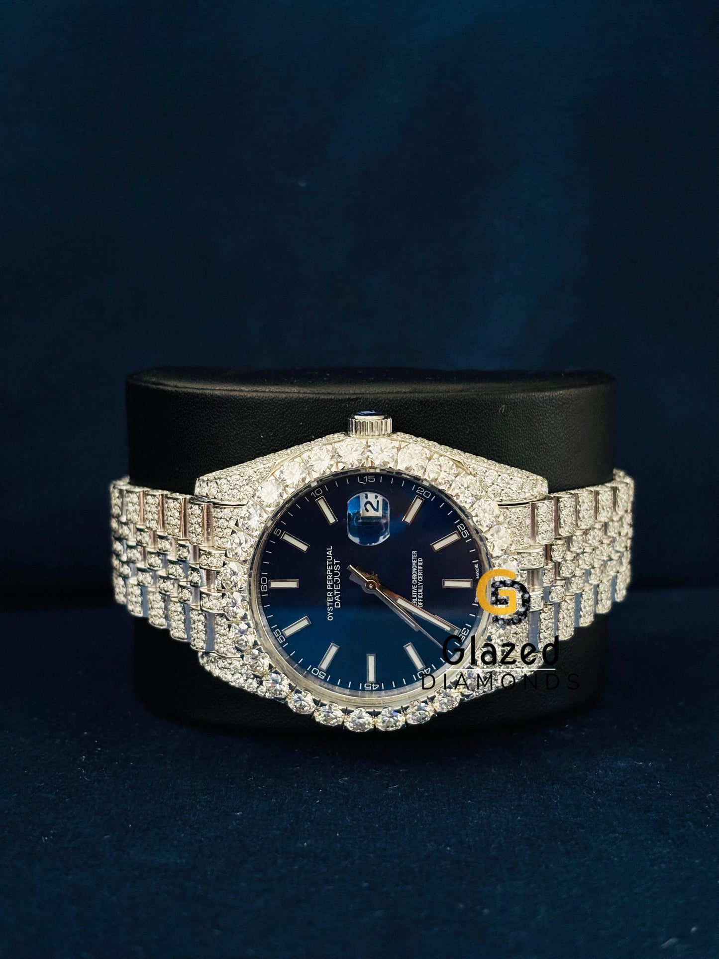 41MM Jubilee Strap Blue Dial Moissanite Watch