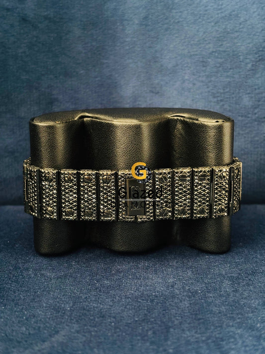 41MM Moissanite Bust Down White_ Black Diamond Watch