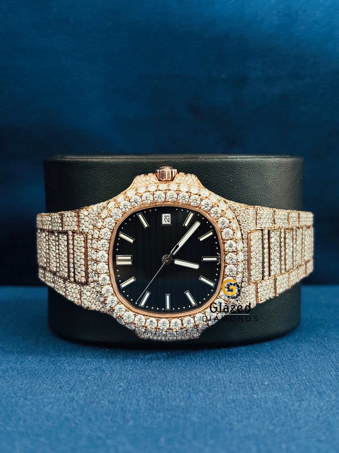 41MM Patek Philippe Moissanite Black Dial Hip Hop Watch