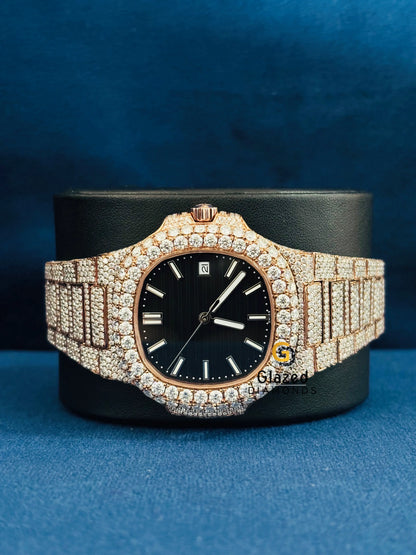 41MM Patek Philippe Moissanite Black Dial Hip Hop Watch