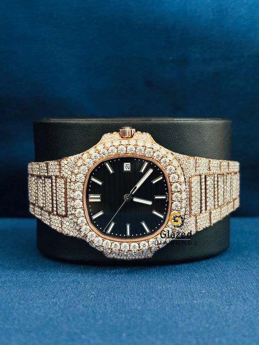 41MM Patek Philippe Moissanite Black Dial Hip Hop Watch