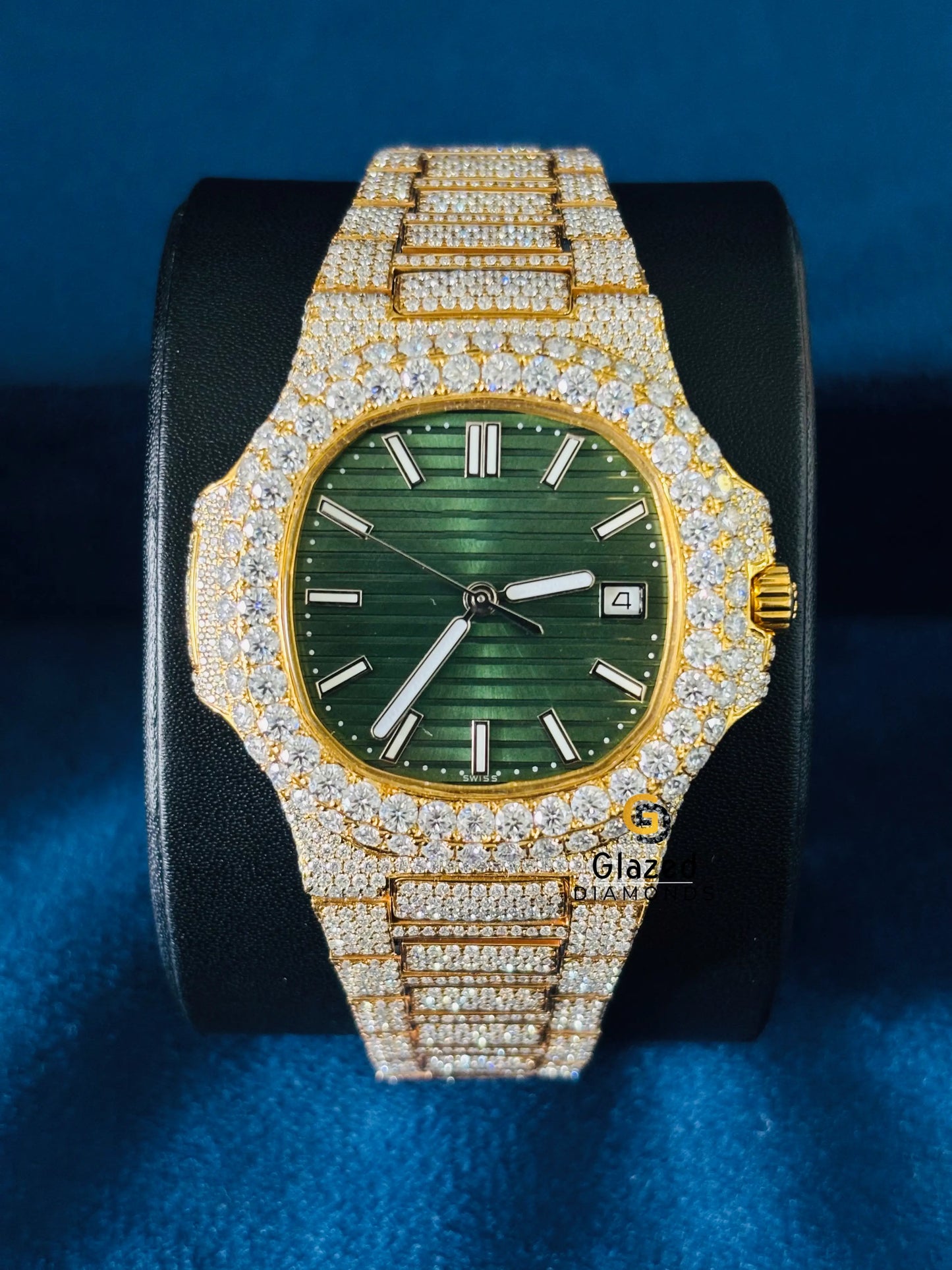 41MM Patek Philippe Moissanite Green Dial Hip Hop Watch For Men