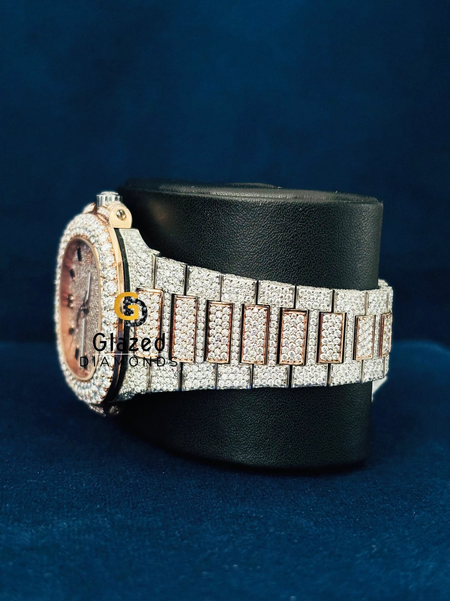 41MM Rose Gold Plated Moissanite Studded Watch