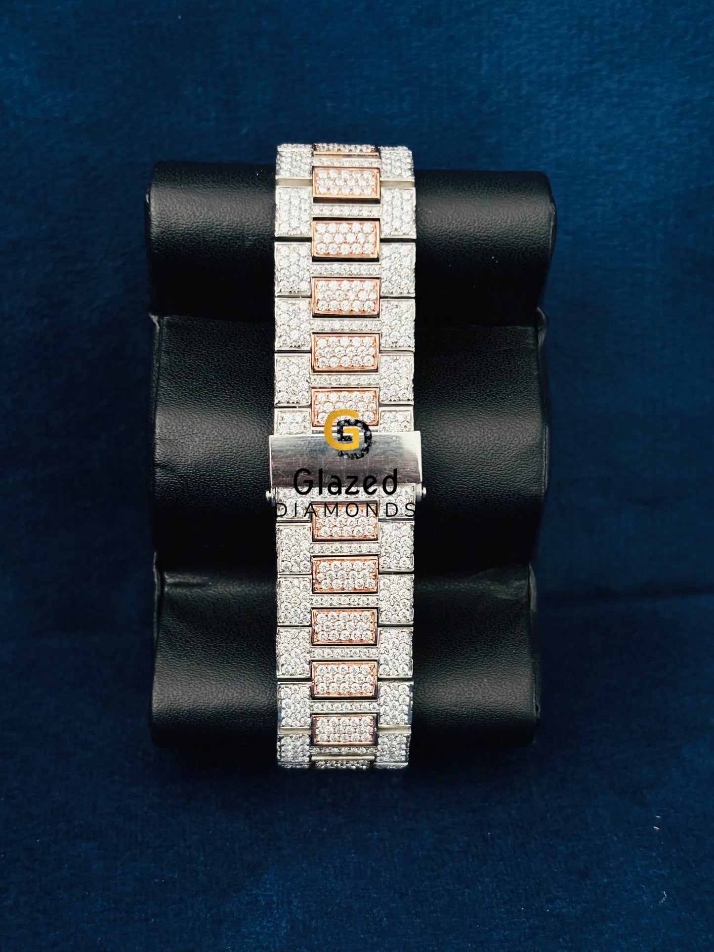 41MM Studded Iced Out Rose Gold Plated Moissanite watch
