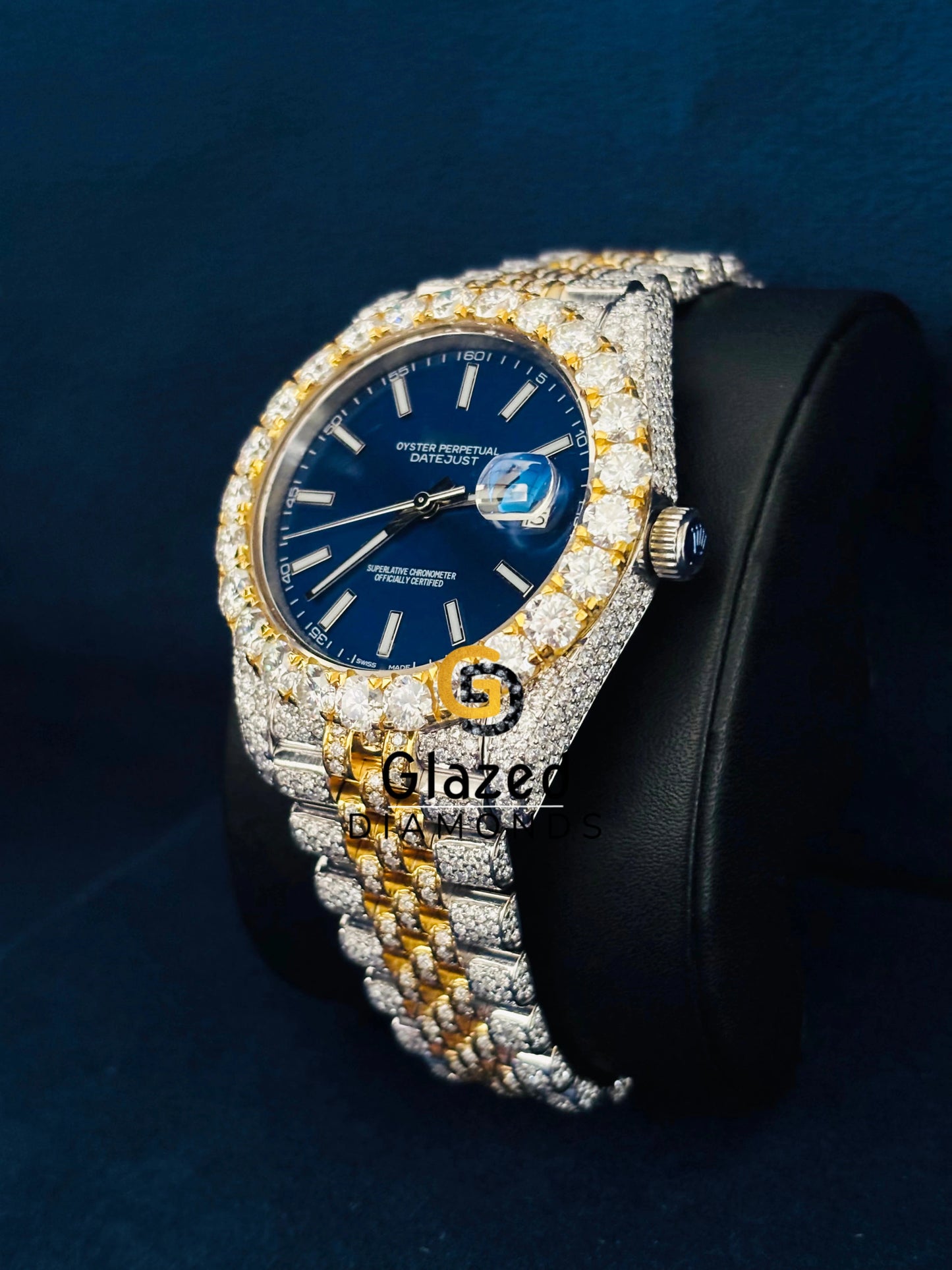 41MM Two Tone Studded Iced Out Moissanite Watch