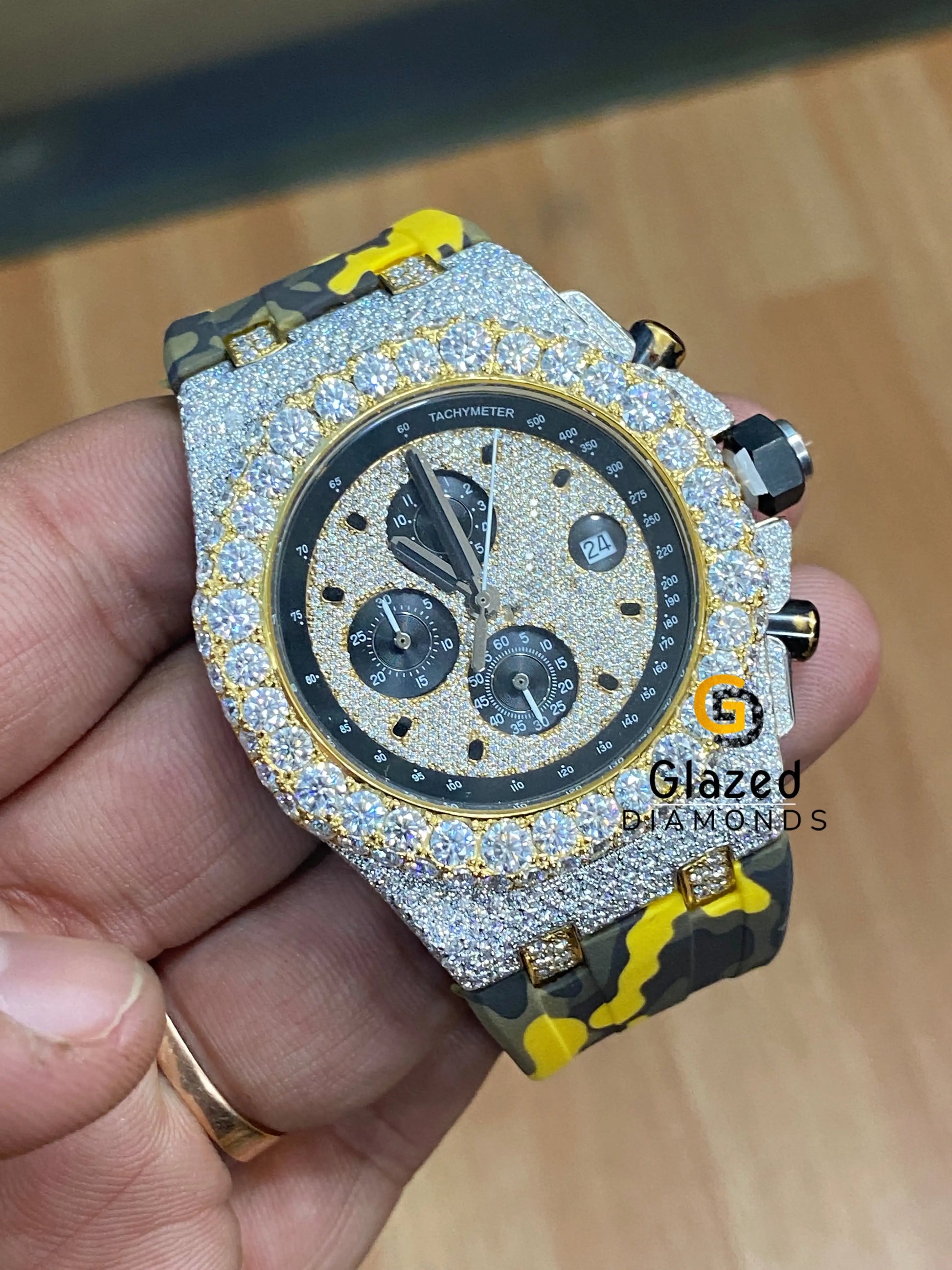 42 mm Moissanite Diamond Dial Watch