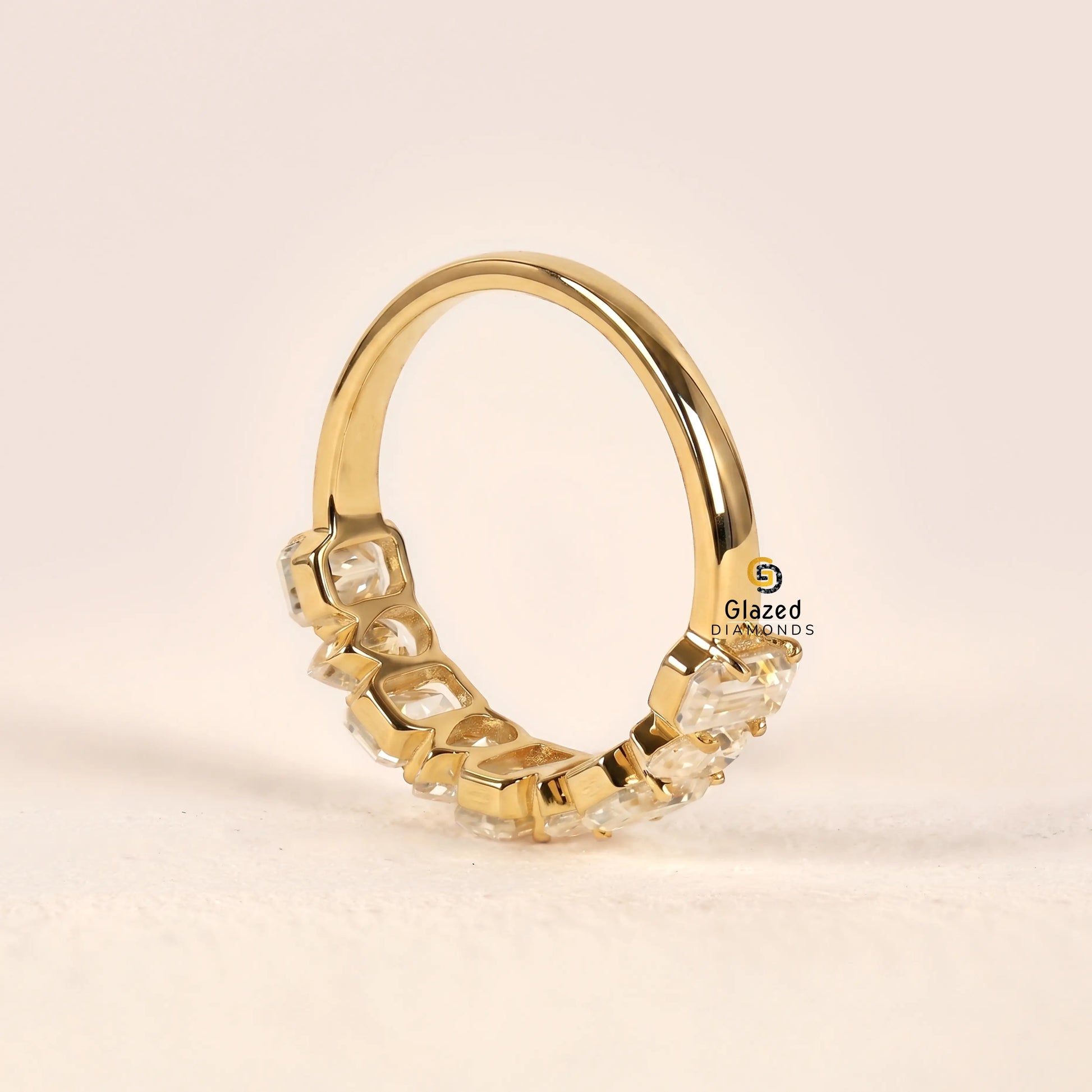 4CT Emerald Pear Lab Diamond Half Eternity Band