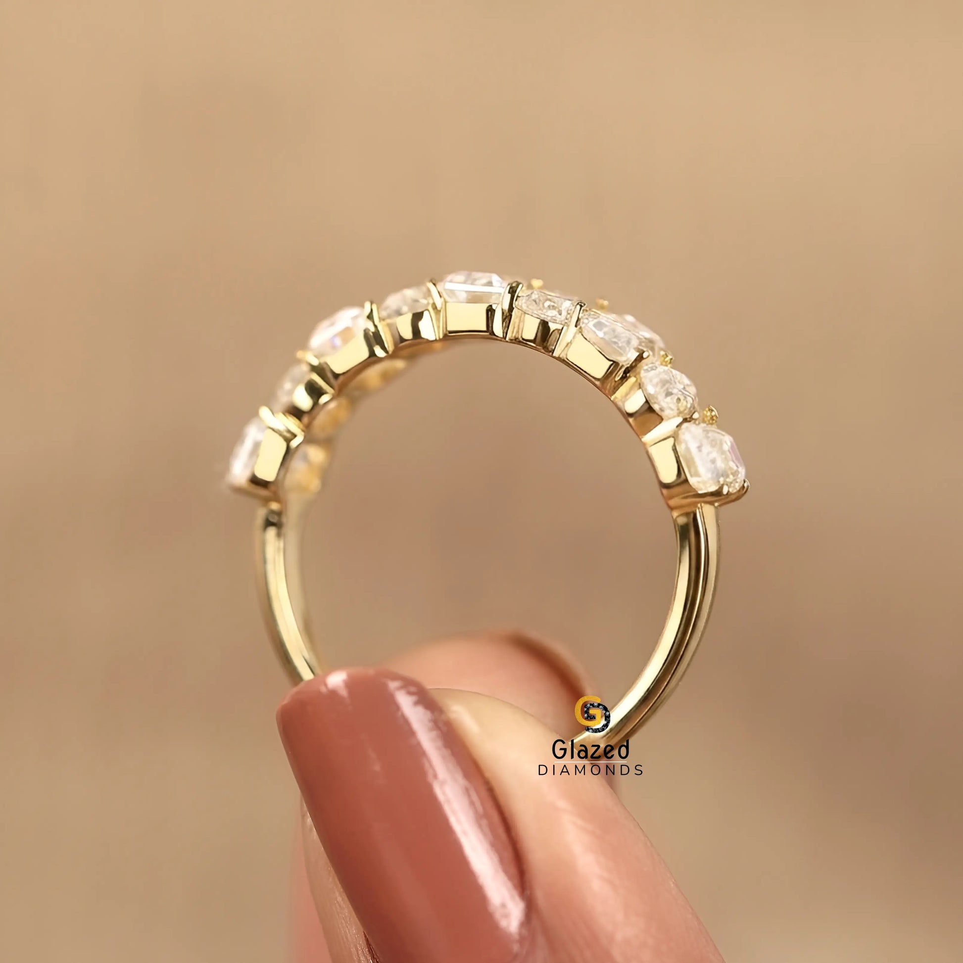 4CT Emerald  Pear Lab Diamond Wedding Band For Women