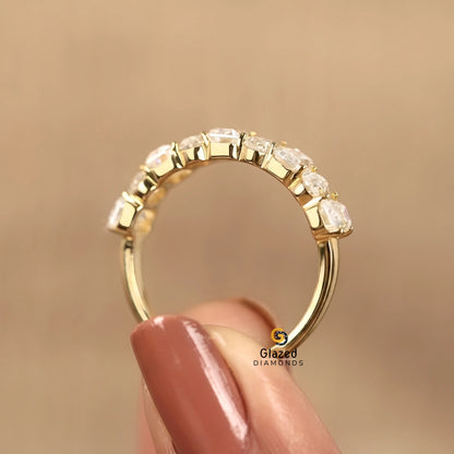4CT Emerald  Pear Lab Diamond Wedding Band For Women