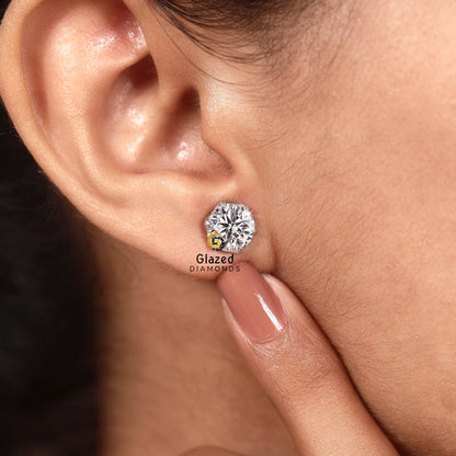 4CT Lab Diamond Round Stud Earrings