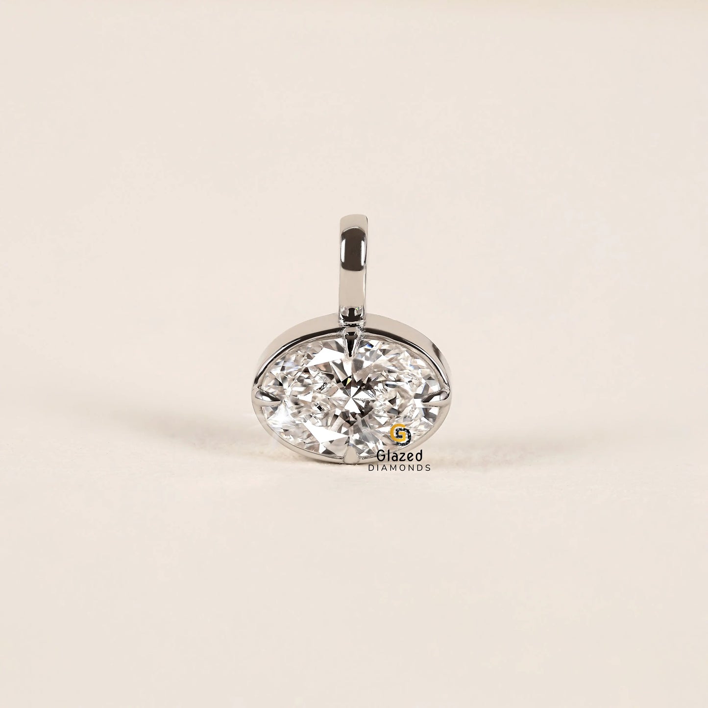 4CT Oval Bezel East West Lab Diamond Pendant