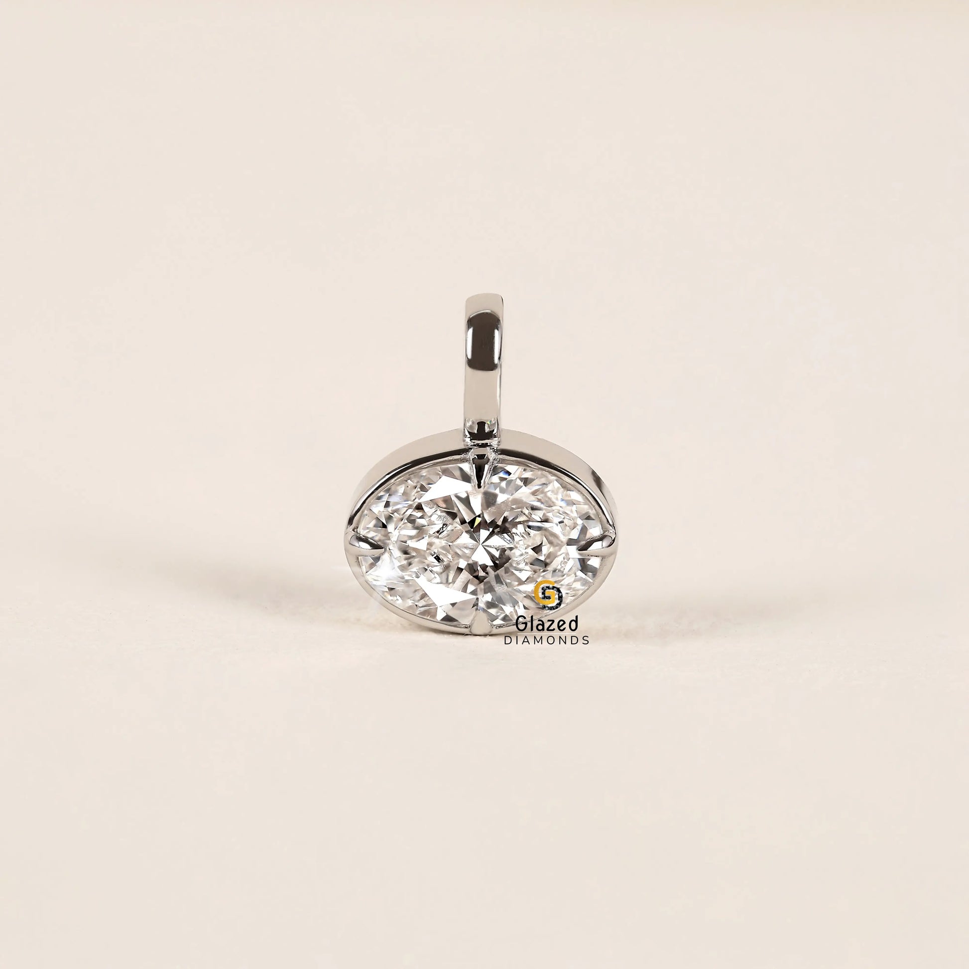 4CT Oval Bezel East West Lab Diamond Pendant