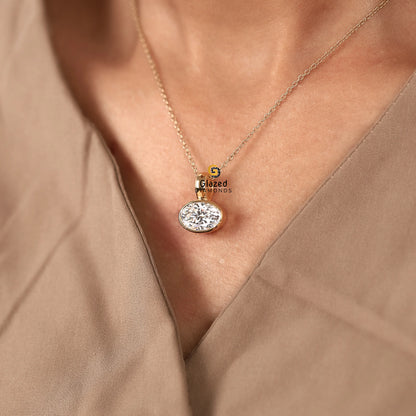 4CT Oval Bezel Lab Diamond pendant For Women