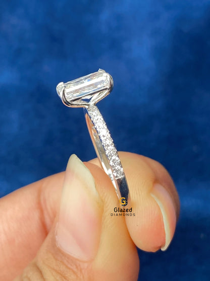 4CT Radiant Cut Pave Band Moissanite Wedding Ring