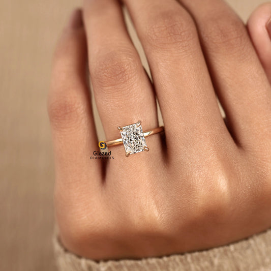 4CT Radiant Lab Diamond Solitaire Wedding Ring