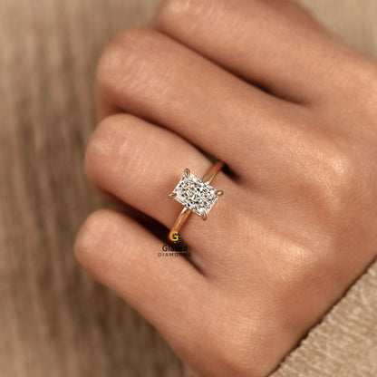 4CT Radiant Lab Diamond Solitaire Wedding Ring For Women