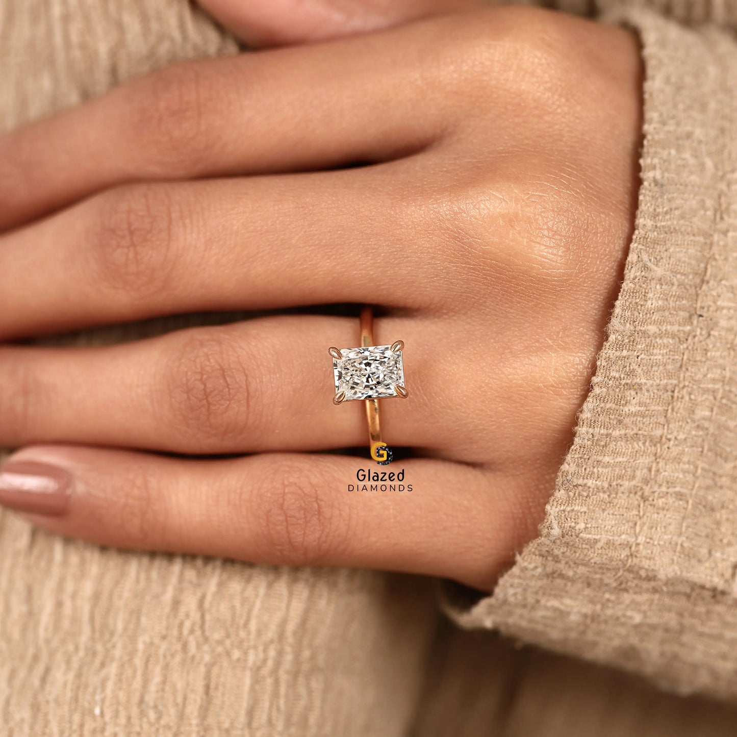 4CT Radiant Lab Diamond Wedding Ring For Women