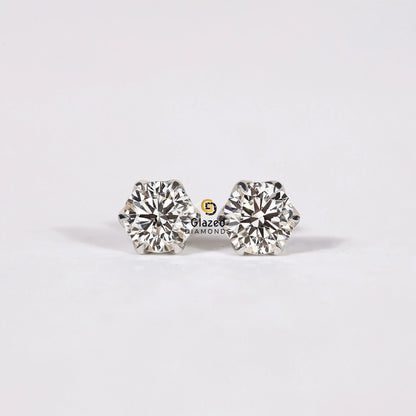 4CT Round Stud Earrings For Her