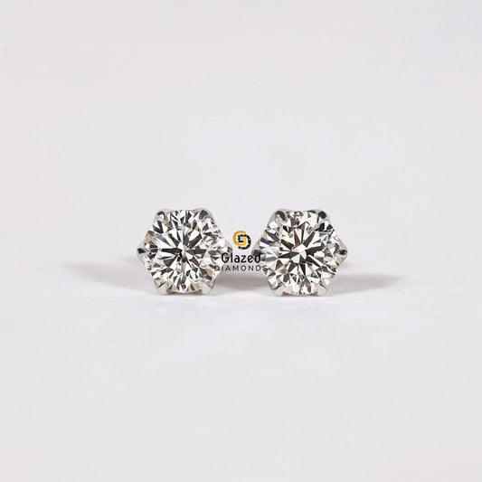4CT Round Stud Earrings For Her