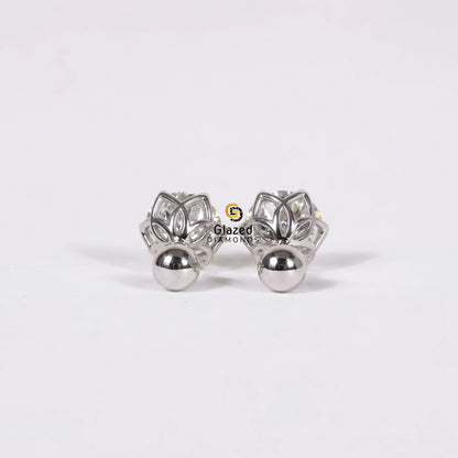 4CT Round Stud Lab Diamond Earrings For Women