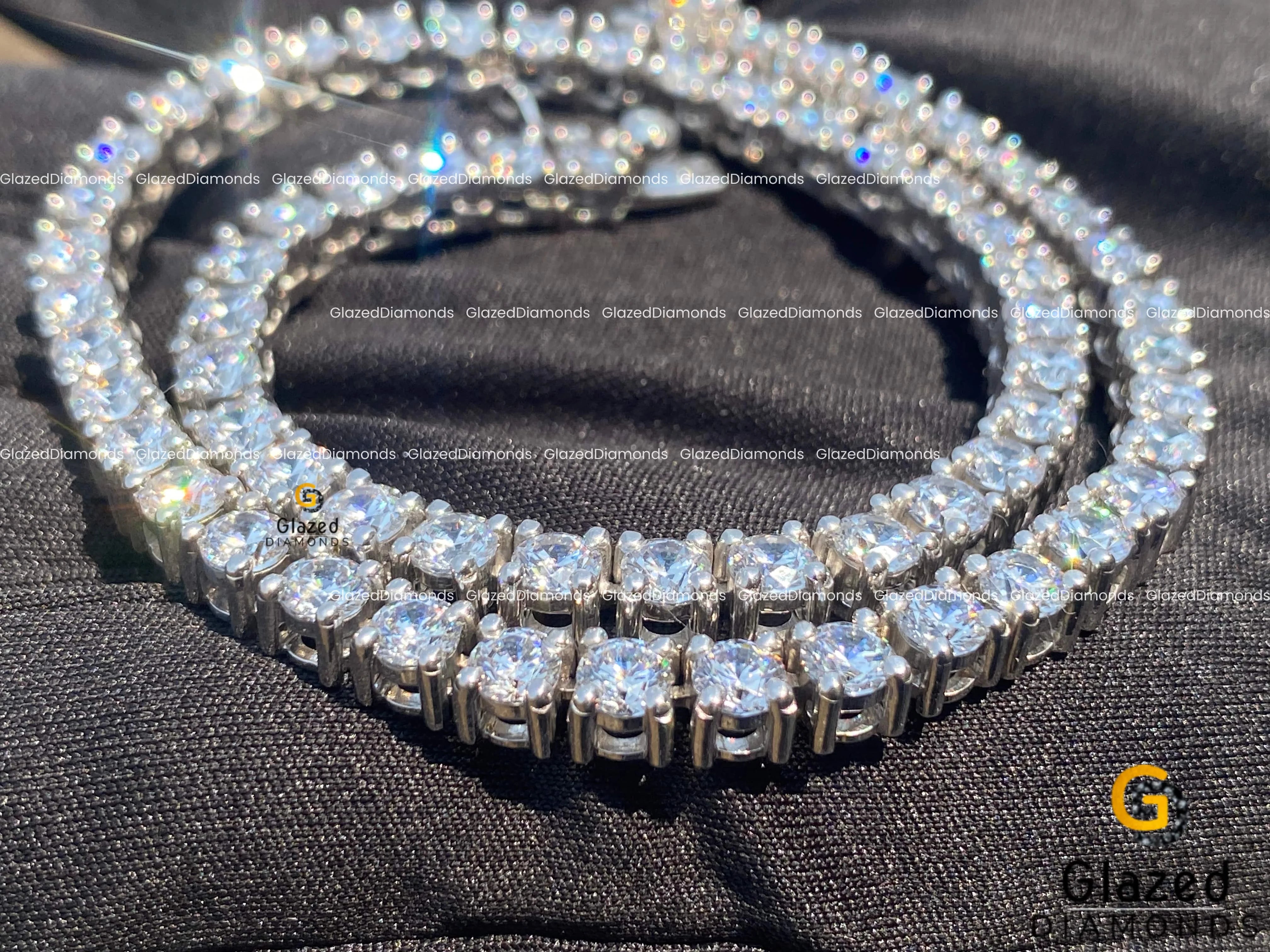 4mm Round Moissanite Diamond Tennis Chain/ Necklace