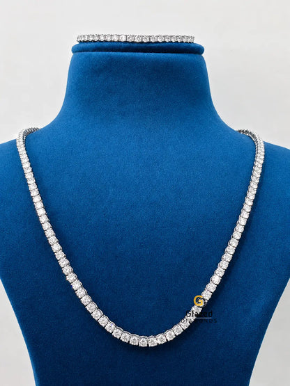 4MM Moissanite Tennis Chain/Bracelet Bundle 14K Gold