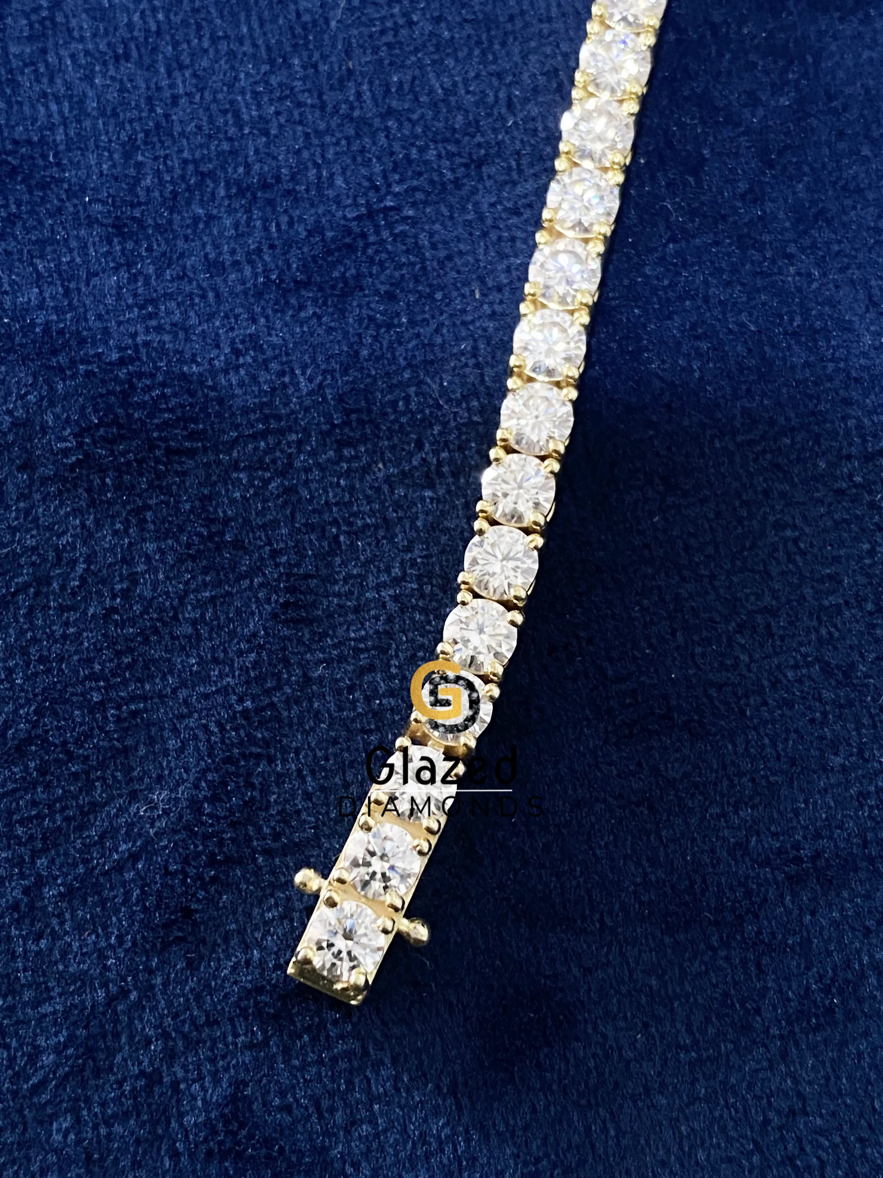 4MM Round Moissanite Tennis Link Chain Bracelet
