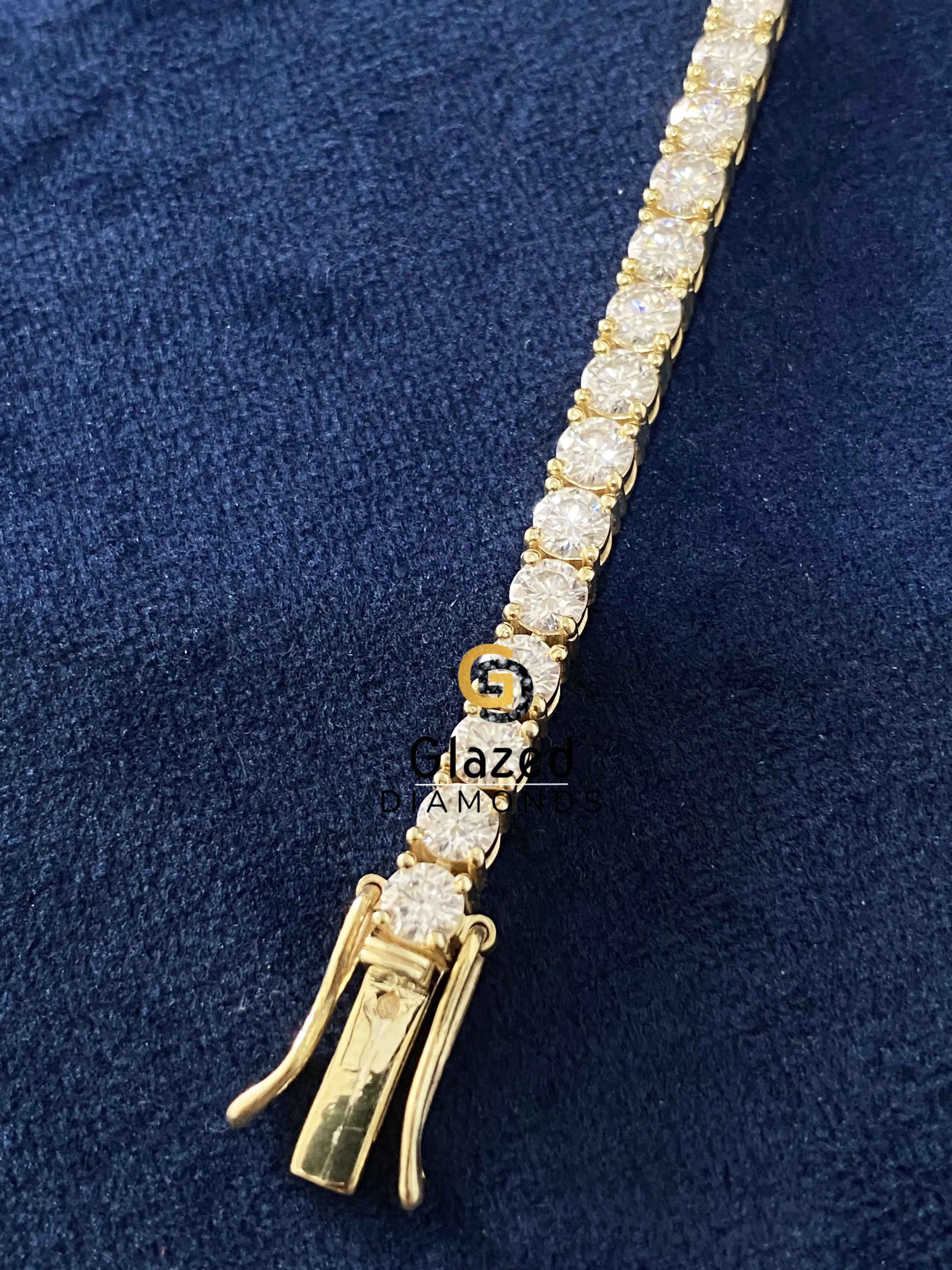 4MM Tennis Hip Hop Bracelet Round Moissanite For Men