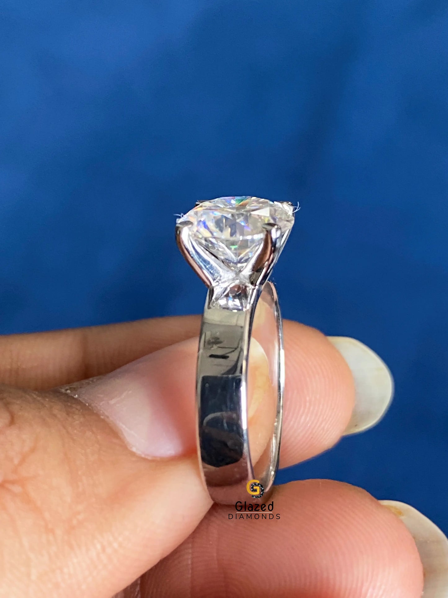 4MM Wide Band Solitaire White Gold Ring