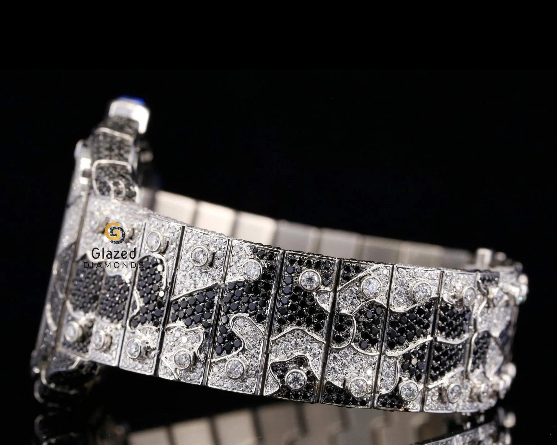 Iced Out Army Strap Fully Studed Metal Strap Moissanite Watch
