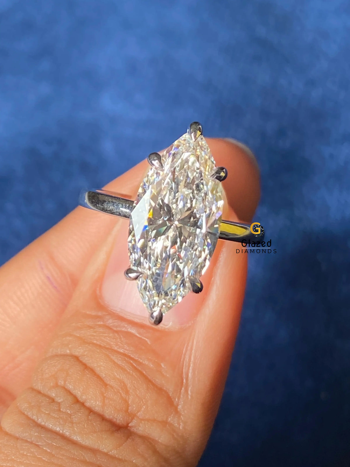 5CT Elongated Marquise Cut Moissanite Hidden Halo Wedding Ring