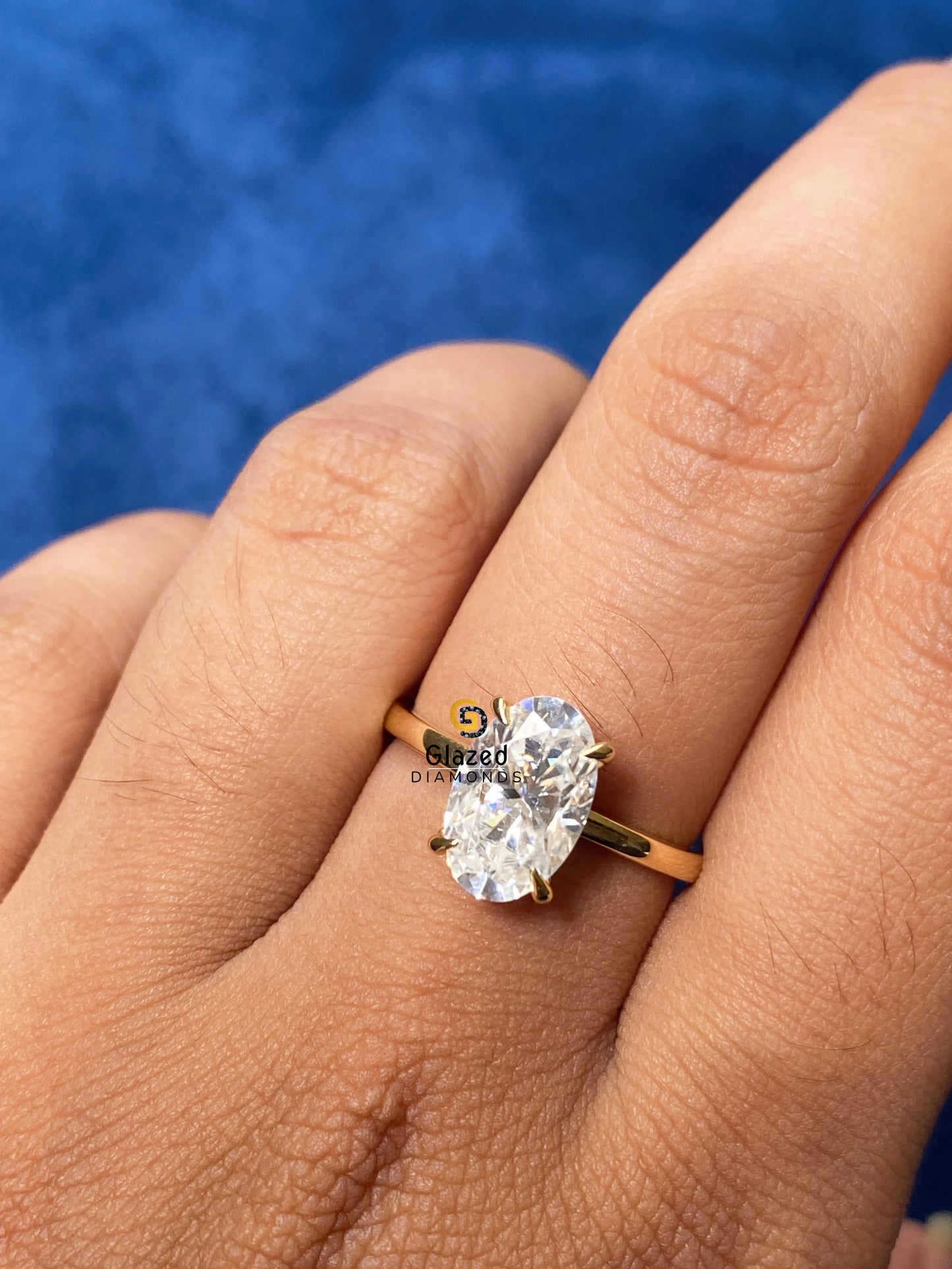 5CT 12x8MM Oval Cut Solitaire Hidden Halo Ring