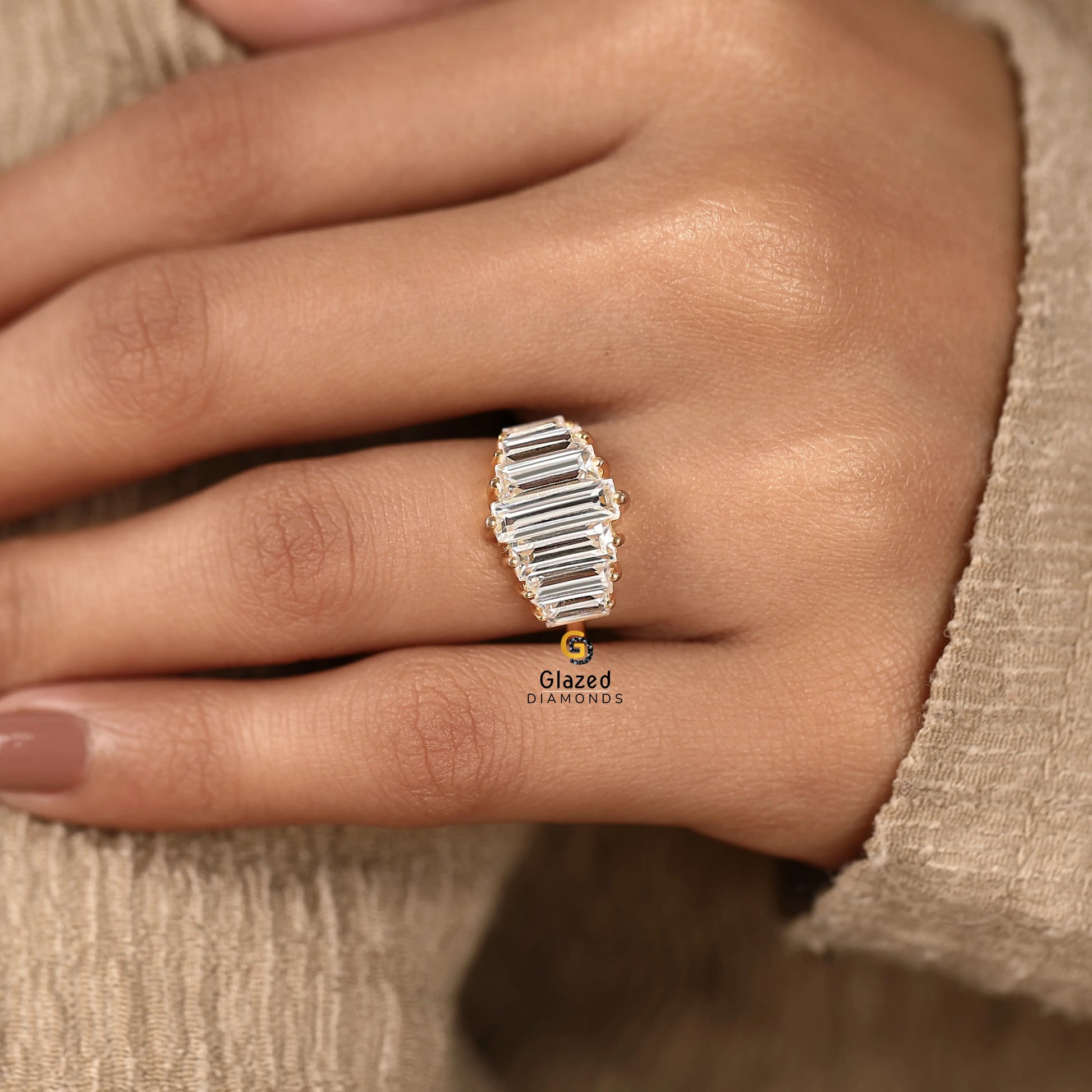 5CT Baguette Lab Diamond Wedding Ring