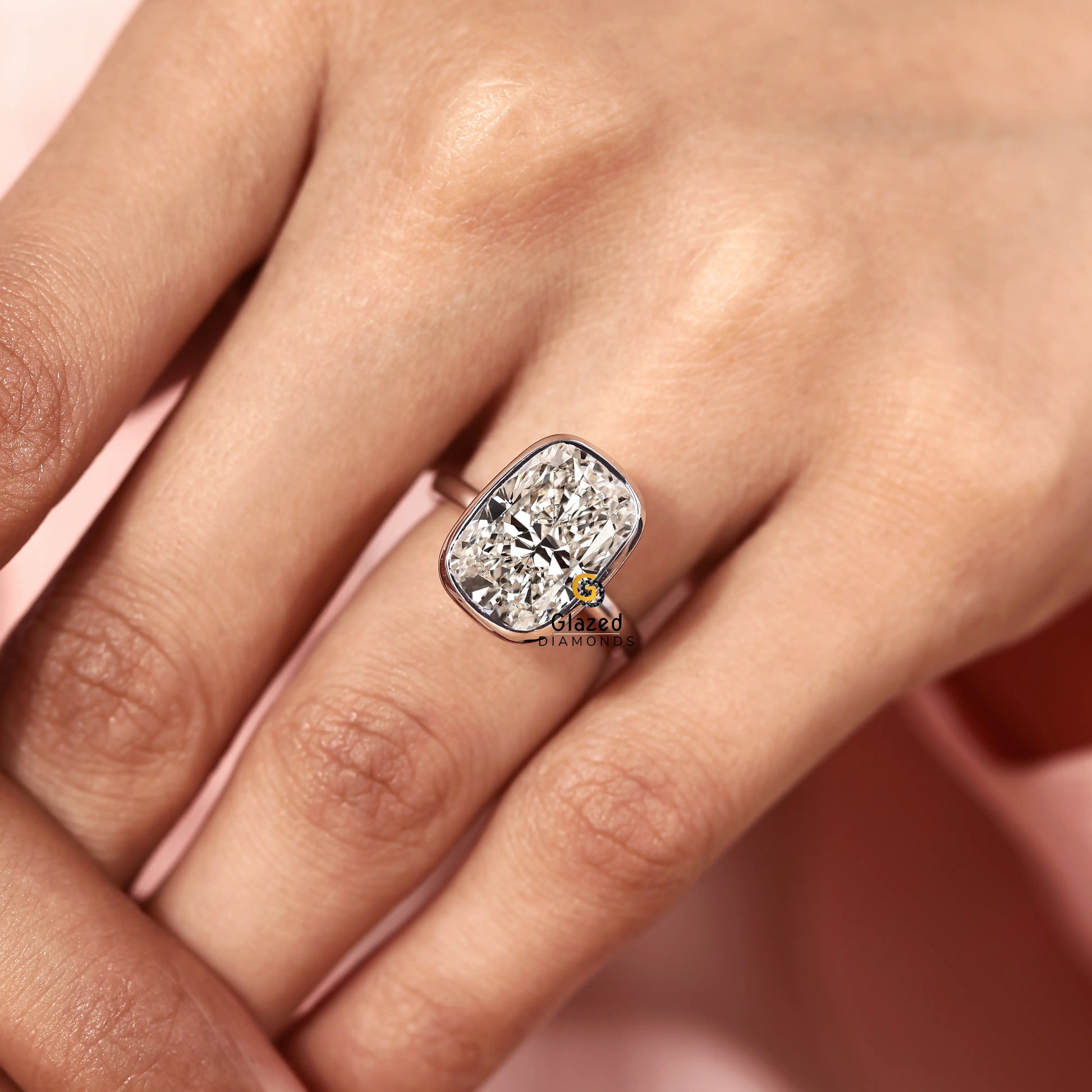 5CT Elongated Cushion Cut Lab Grown Diamond Engagement Ring