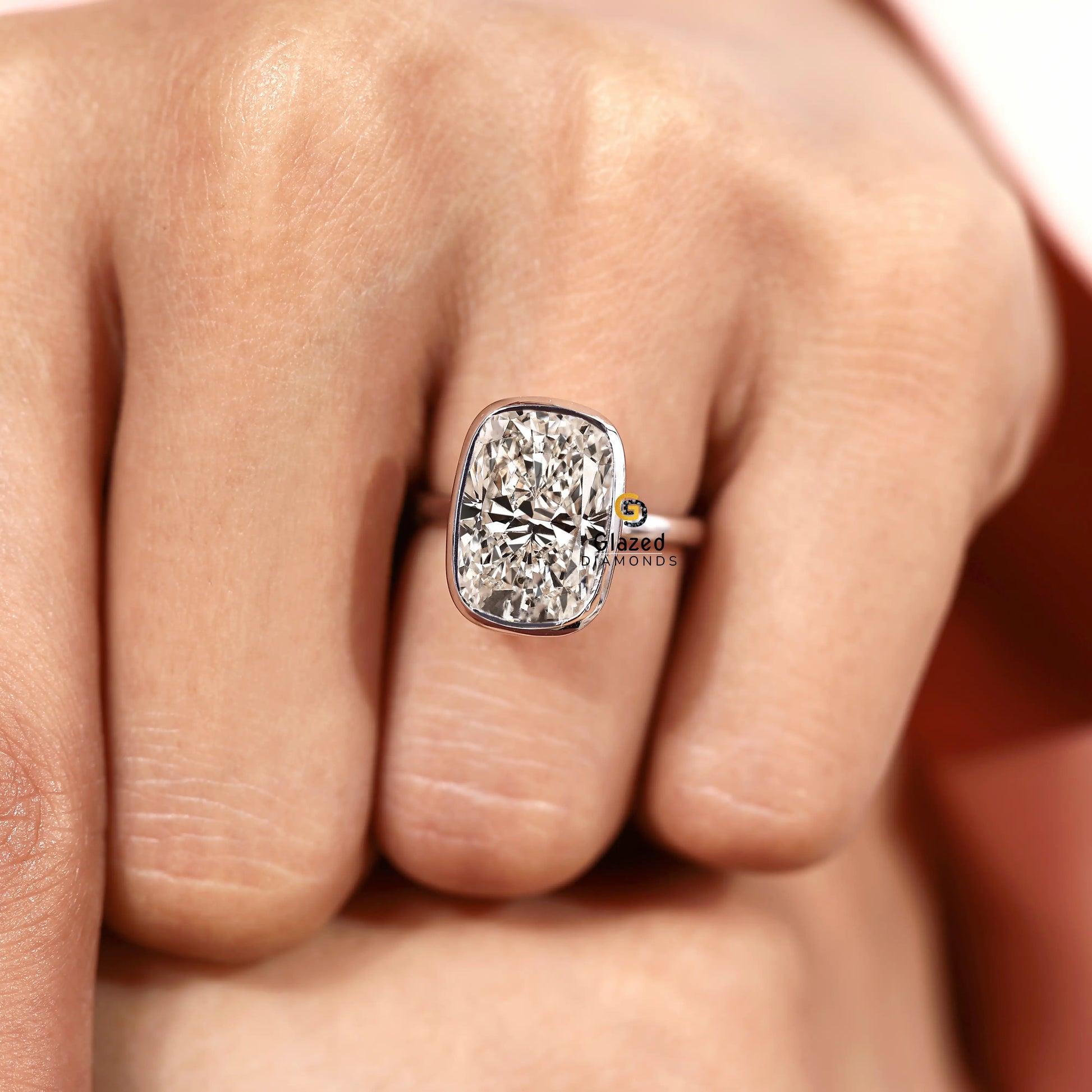 5CT Elongated Cushion Cut Lab Grown Diamond Engagement Ring For Women