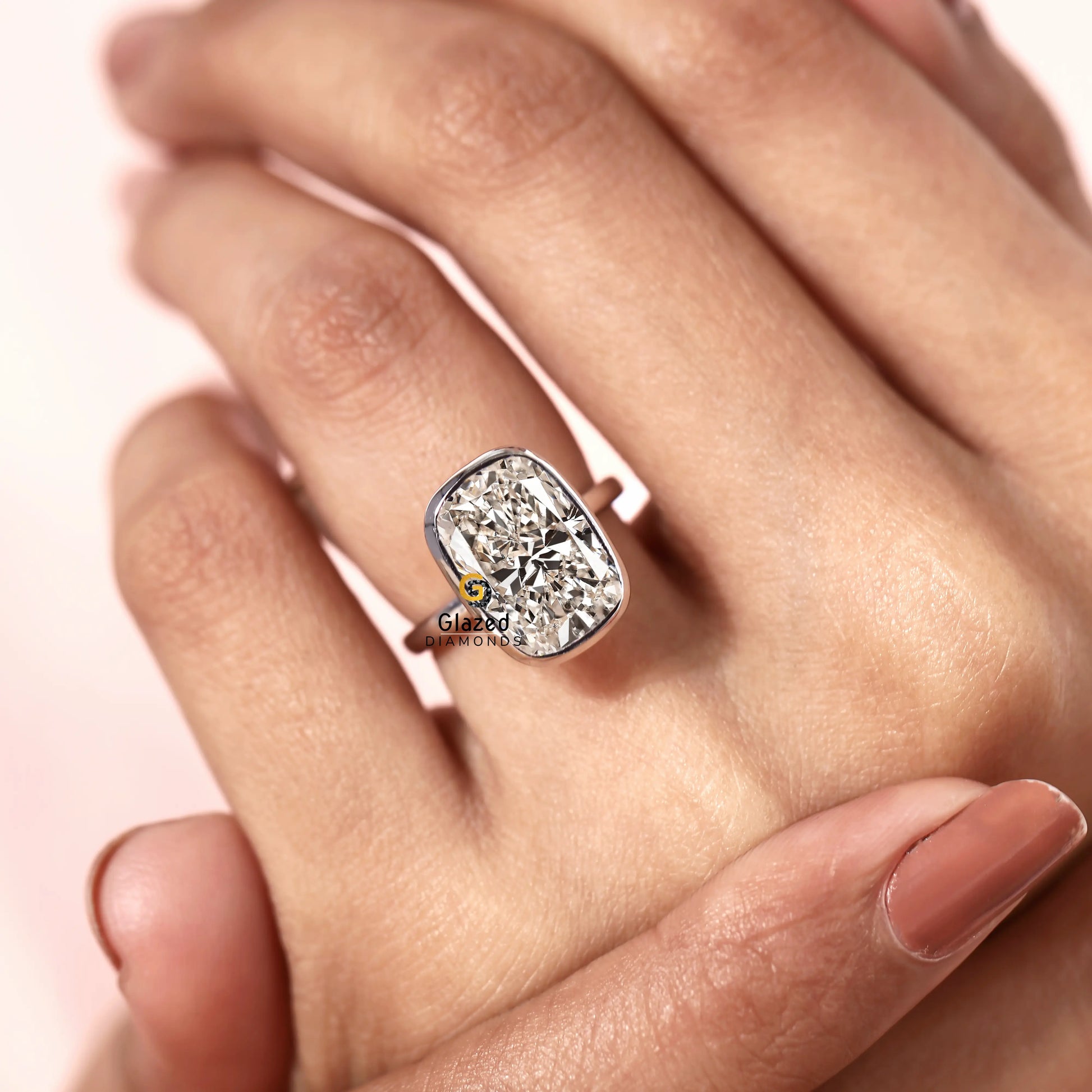 5CT Elongated Cushion Cut Lab Grown Diamond Ring For Women