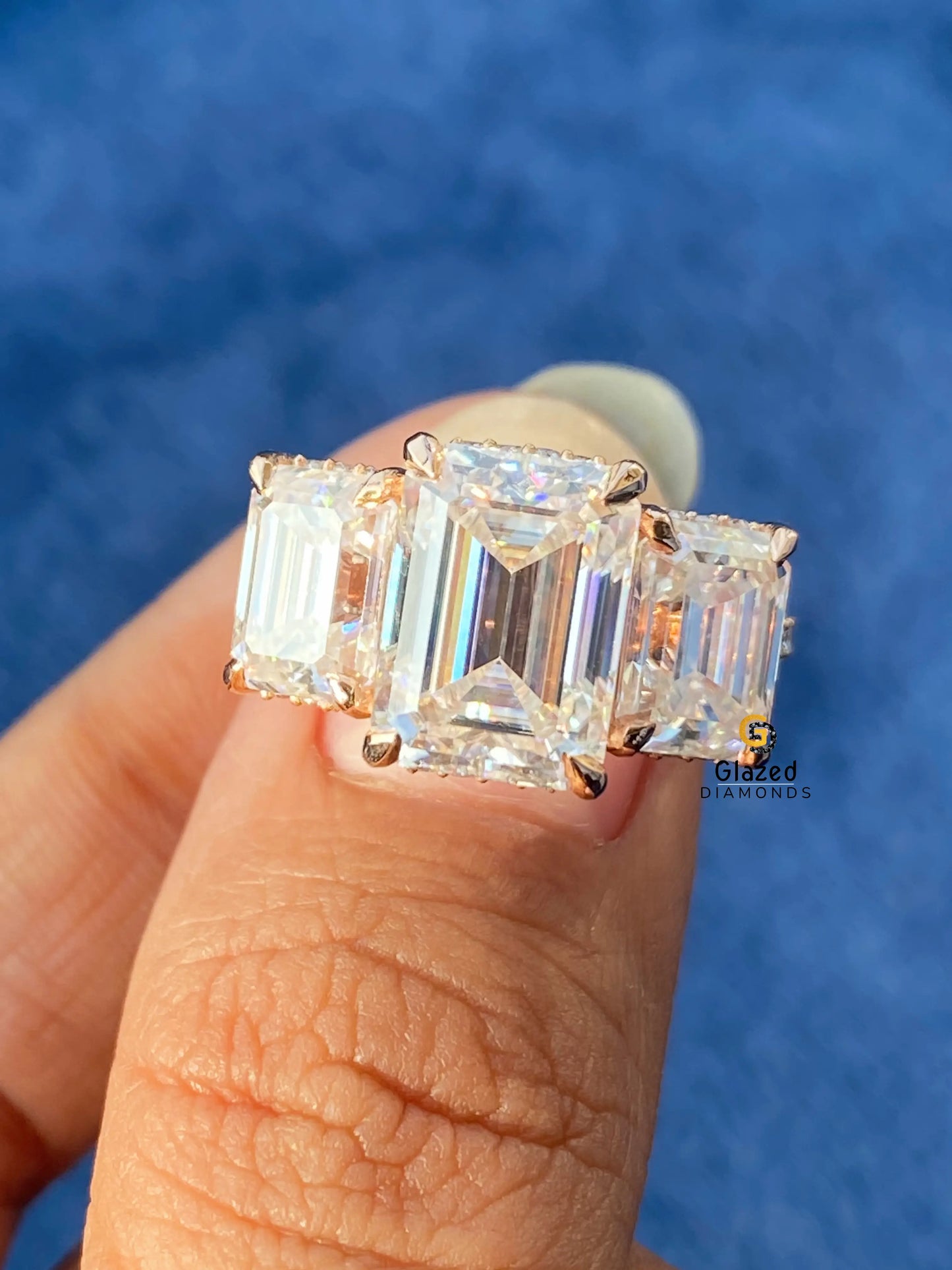5CT Emerald Cut Moissanite Wedding Ring For Her