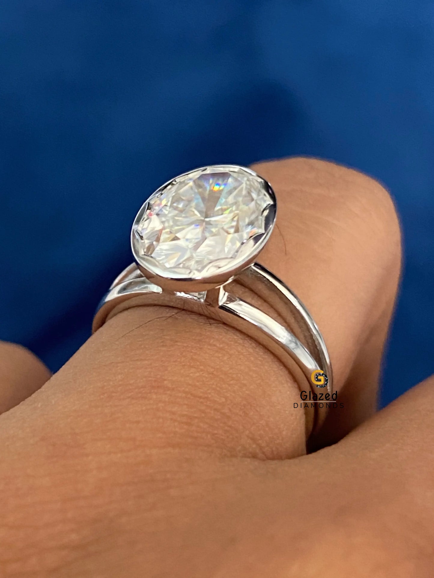 5CT Ova Cut Split Shank Moissanite Ring
