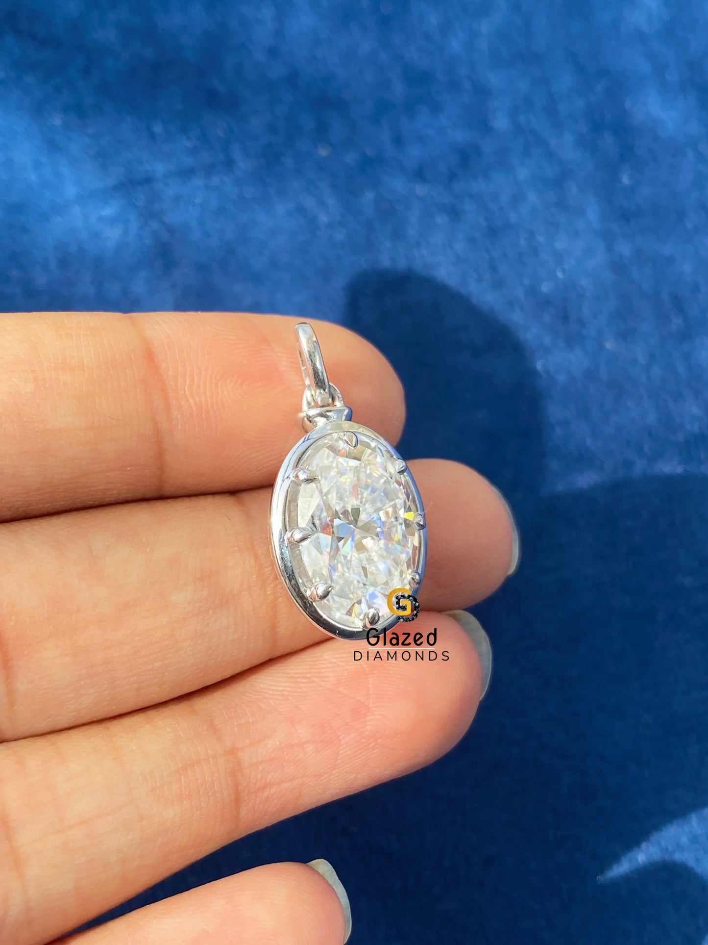 5CT Oval Cut Bezel Set Solitaire Moissanite Pendant For Women