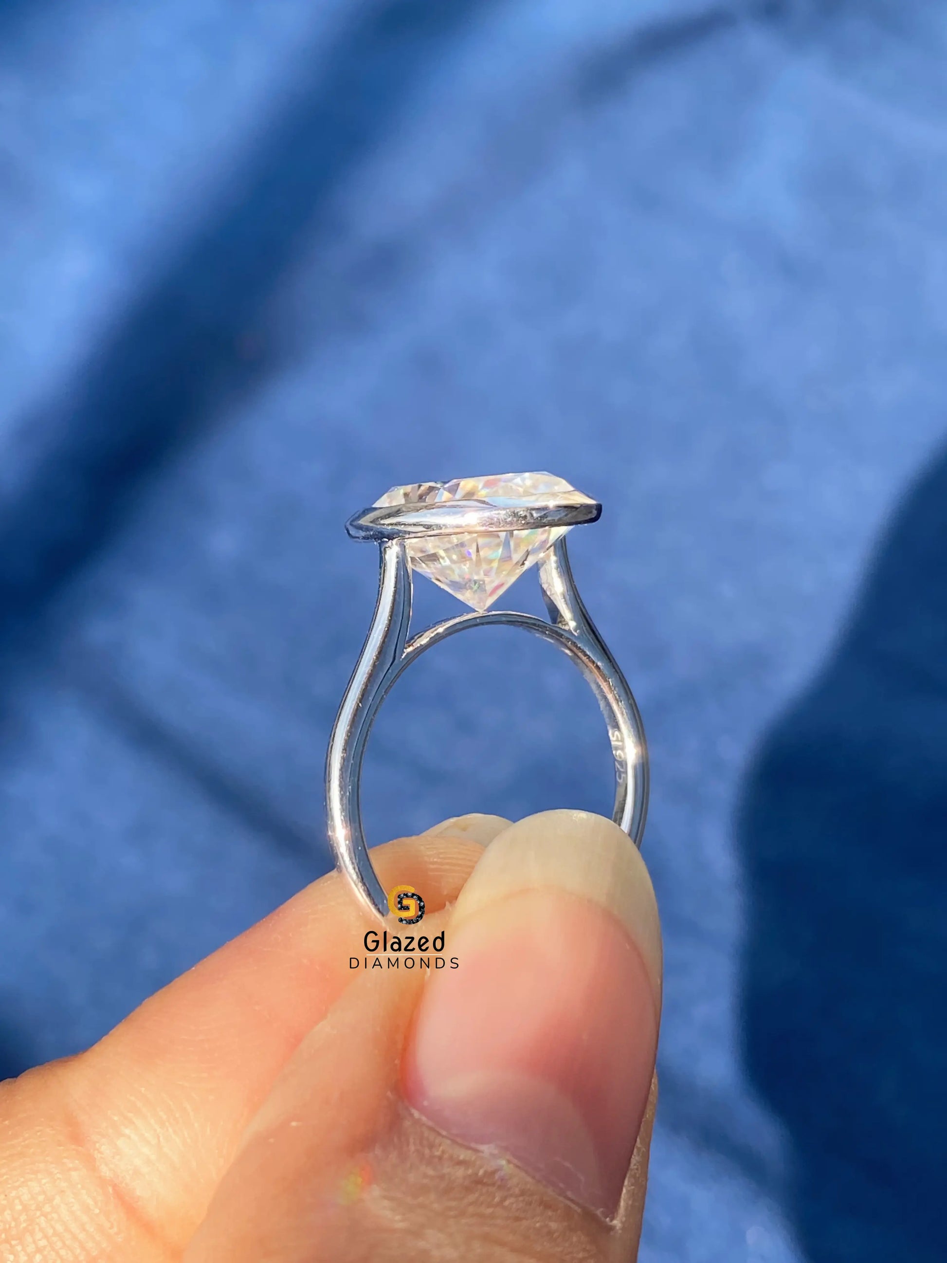 5CT Oval Solitaire Bezel Set Ring For Women