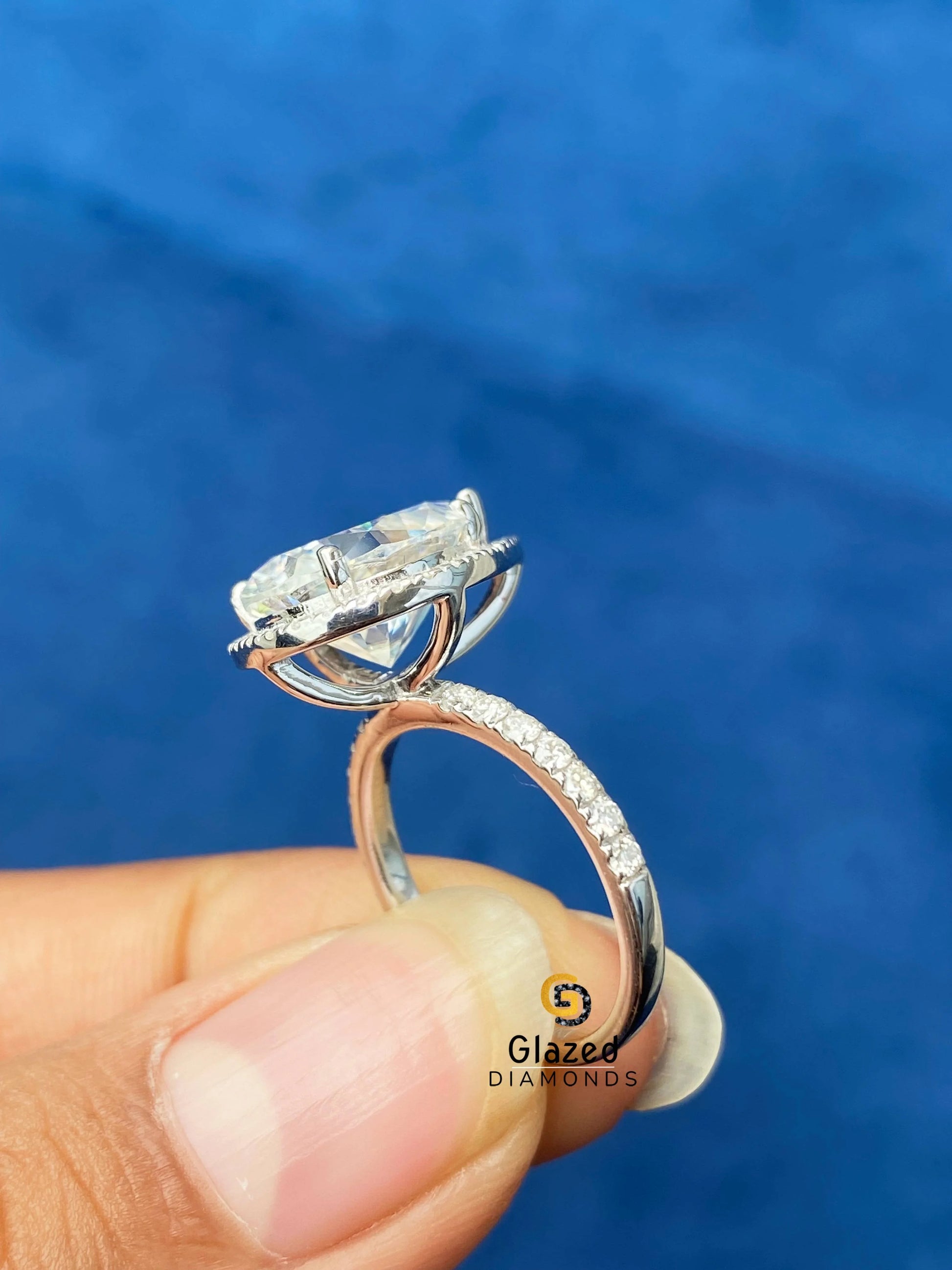 5CT Pear Halo Wedding Anniversary Ring